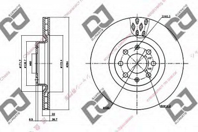 DJ PARTS bd1296 -  Тормозной диск
